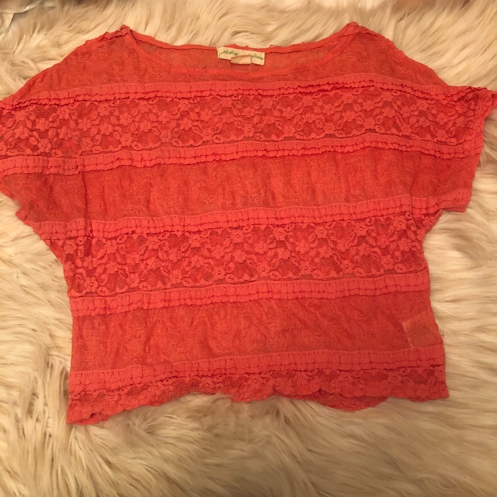 Urban outfitters lace coral crop top